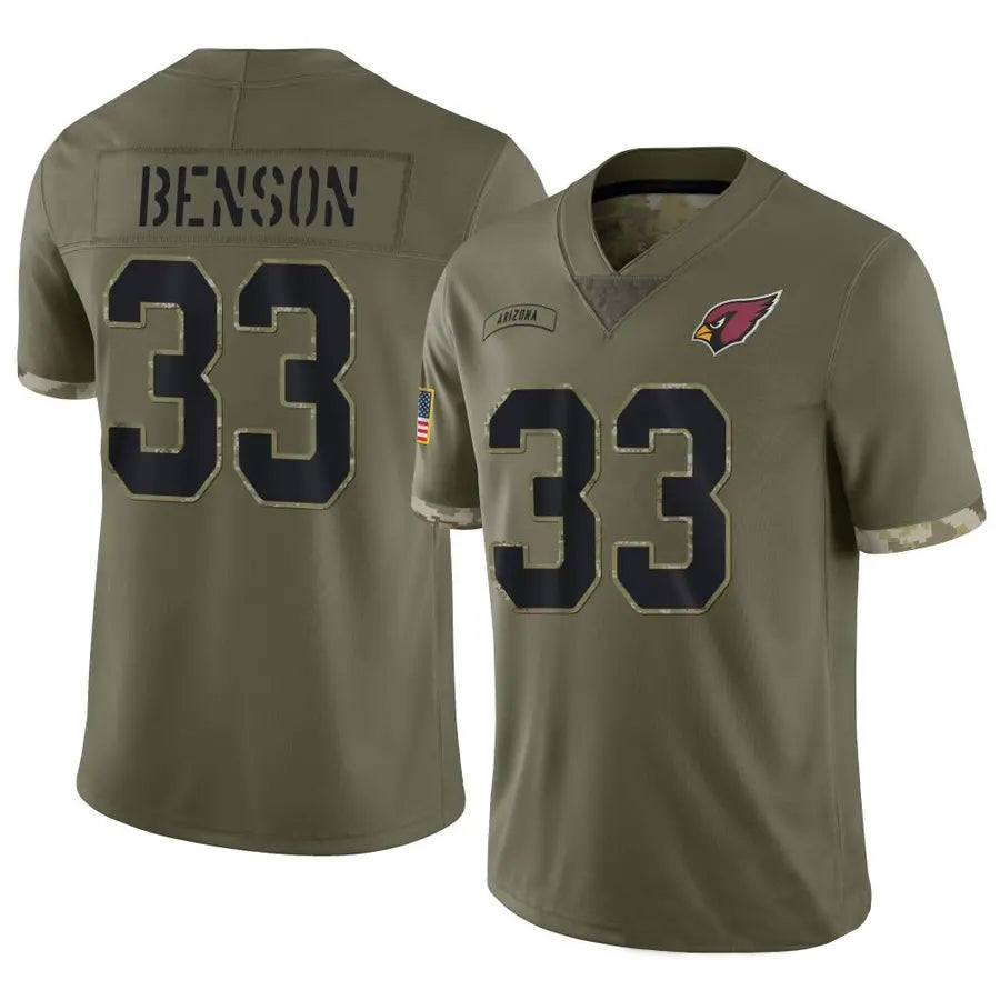 A.Cardinals #33 Trey Benson Player Olive Salute To Service Limited Game Football Jerseys