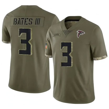 A.Falcons #3 Jessie Bates III Player Olive Salute To Service Limited Football Jerseys