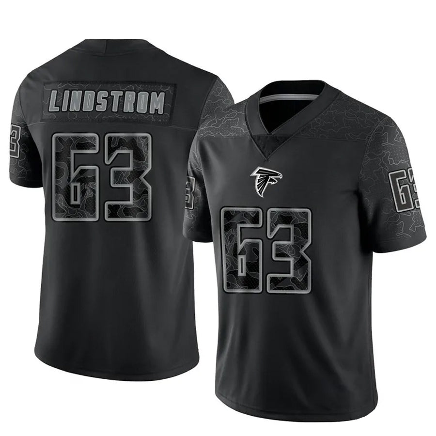 A.Falcons #63 Chris Lindstrom Player Black RFLCTV Limited Football Jerseys