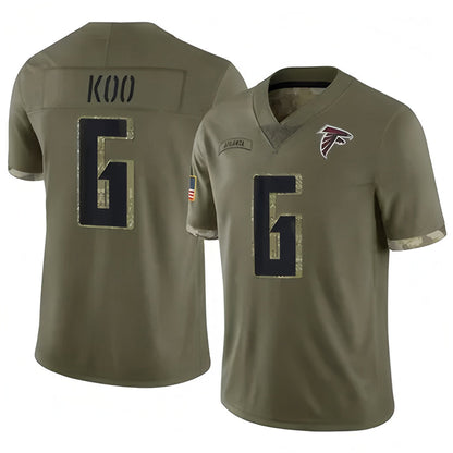 A.Falcons #6 Younghoe Koo Player Olive Salute To Service Limited Football Jerseys