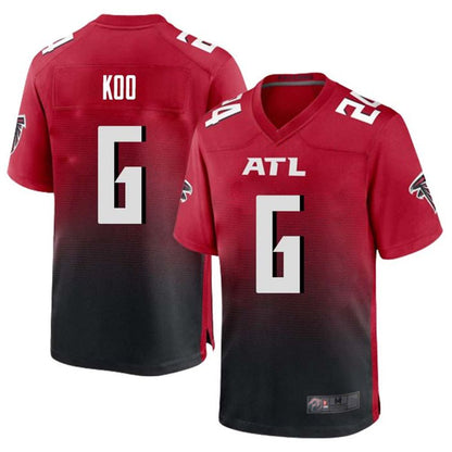 A.Falcons #6 Younghoe Koo Player Red Home Game Football Jerseys