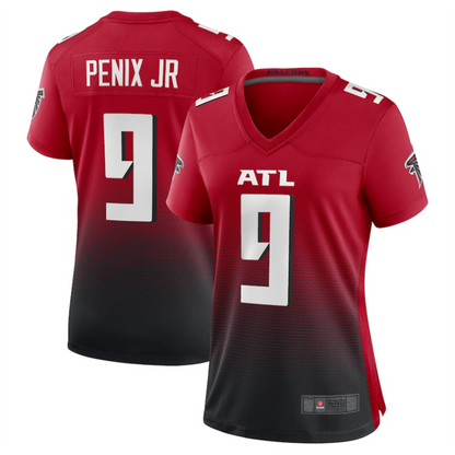 A.Falcons #9 Michael Penix Jr. Player Red-Black Game Football Jerseys