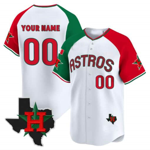 Custom Houston Astros Mexico Texas Patch Vapor Premier Limited V3 White¨C All Stitched Baseball Jersey