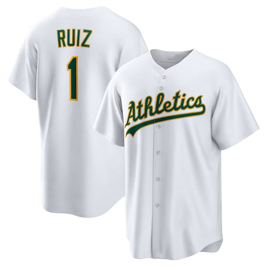 Oakland Athletics #1 Esteury Ruiz Home Replica Jersey - White Stitched Baseball Jersey