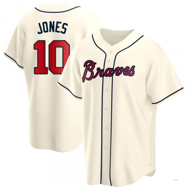 Atlanta Braves #10 Chipper Jones Cream Alternate Jersey Stitches Baseball Jerseys