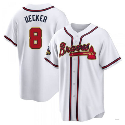 Atlanta Braves #8 Bob Uecker Gold White 2022 Program Jersey Stitches Baseball Jerseys