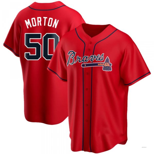 Atlanta Braves #50 Charlie Morton Red Alternate Jersey Stitches Baseball Jerseys