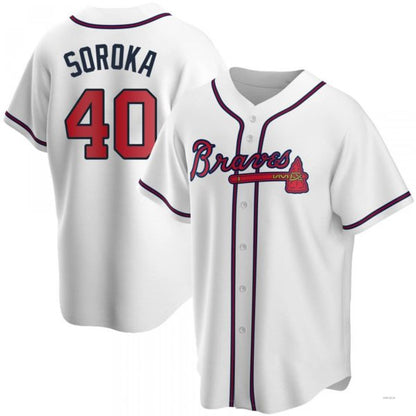 Atlanta Braves #40 Mike Soroka White Home Jersey Stitches Baseball Jerseys