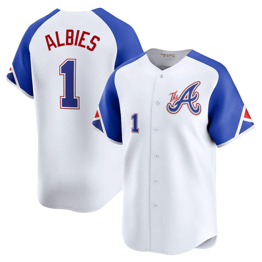 Atlanta Braves #1 Ozzie Albies City Connect Limited Jersey - White Baseball Jerseys