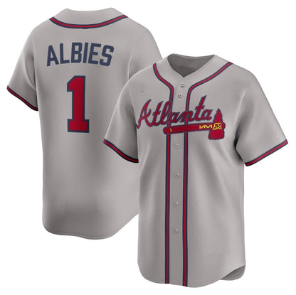 Atlanta Braves #1 Ozzie Albies Road Limited Player Jersey - Gray Baseball Jerseys