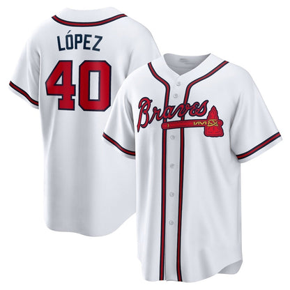 Atlanta Braves #40 Reynaldo Lopez Home Replica Jersey - White Baseball Jerseys
