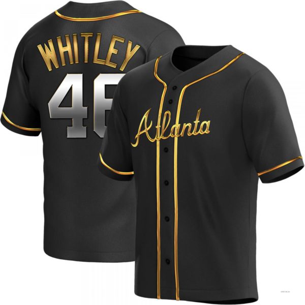 Atlanta Braves #46 Chase Whitley Black Golden Alternate Jersey Stitches Baseball Jerseys
