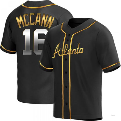 Atlanta Braves #16 Brian McCann Black Golden Alternate Jersey Stitches Baseball Jerseys