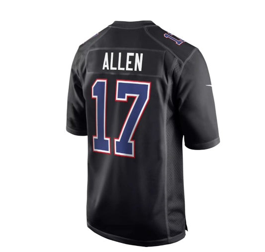 B.Bills #17 Josh Allen #17 Josh Allen Black Carbon Fashion Game Football Stitched American Jerseys