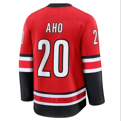 C.Hurricanes #20 Sebastian Aho Fanatics Alternate Premium Jersey - Red Stitched American Hockey Jerseys