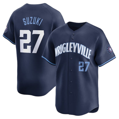 Chicago Cubs #27 Seiya Suzuki City Connect Limited Player Jersey - Navy Stitched Baseball Jersey