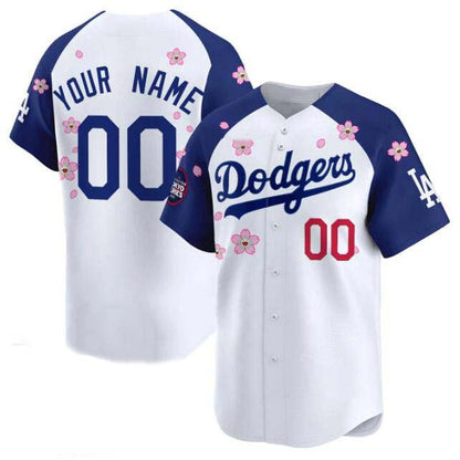 Custom Los Angeles Dodgers Active Player White Royal 2025 Tokyo Series Limited Stitched Baseball Jersey