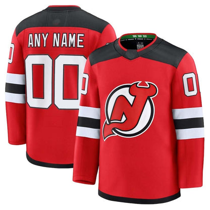 Custom NJ.Devils Fanatics Home Premium Jersey - Red Stitched American Hockey Jerseys