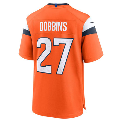 D.Broncos #27 J.K. Dobbins Orange Team Game American Football Jersey