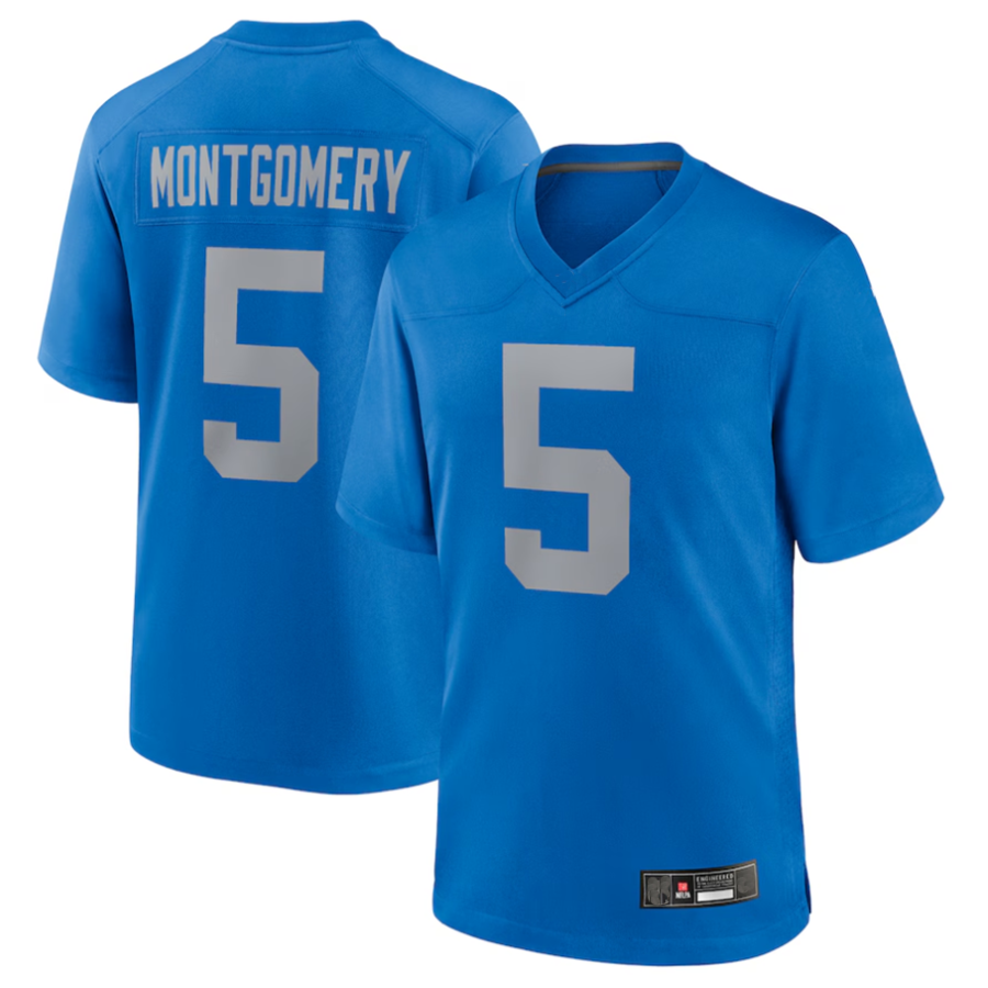 D.Lions #5 David Montgomery Player Blue Alternate Game Football Jerseys