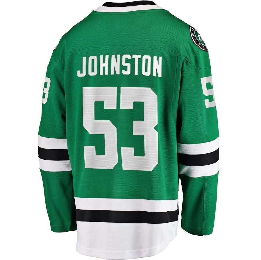 D.Stars #53 Wyatt Johnston Fanatics Home Breakaway Player Jersey - Kelly Green Stitched American Hockey Jerseys
