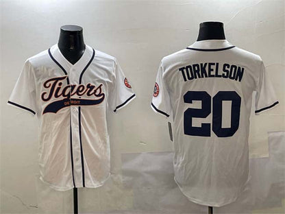 Detroit Tigers #20 Spencer Torkelson White With Patch Cool Base Stitched Baseball Jersey