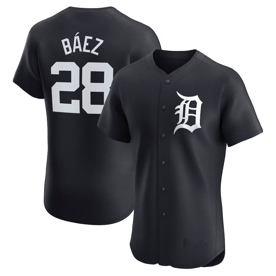Detroit Tigers #28 Javier Baez Alternate Elite Player Jersey - Navy Stitched Baseball Jersey