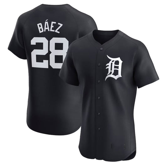 Detroit Tigers #28 Javier Baez Alternate Elite Player Jersey - Navy Stitched Baseball Jersey