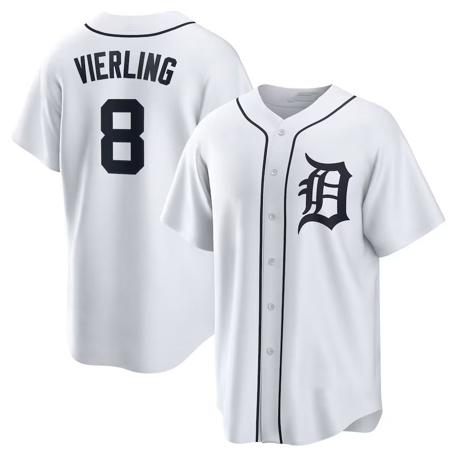 Detroit Tigers #8 Matt Vierling Home Replica Jersey - White Stitched Baseball Jersey