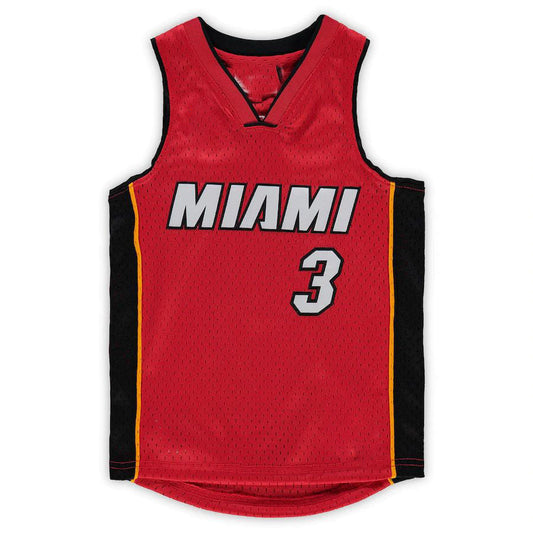 M.Heat #3 Dwyane Wade Mitchell & Ness Preschool 2005-06 Hardwood Classics Player Jersey  Red Stitched American Basketball Jersey