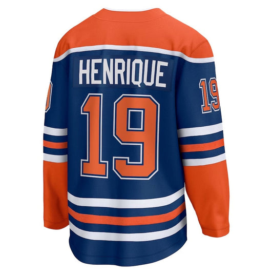 E.Oilers #19 Adam Henrique Fanatics Home Breakaway Jersey - Royal Stitched American Hockey Jerseys