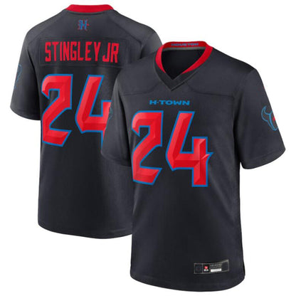 H.Texans #24 Derek Stingley Jr. Playre Navy Game Jersey Stitched Jerseys