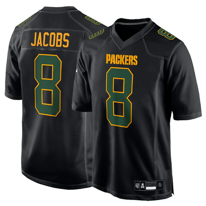 GB.Packers #8 Josh Jacobs Player Black Fashion Game Football Jerseys