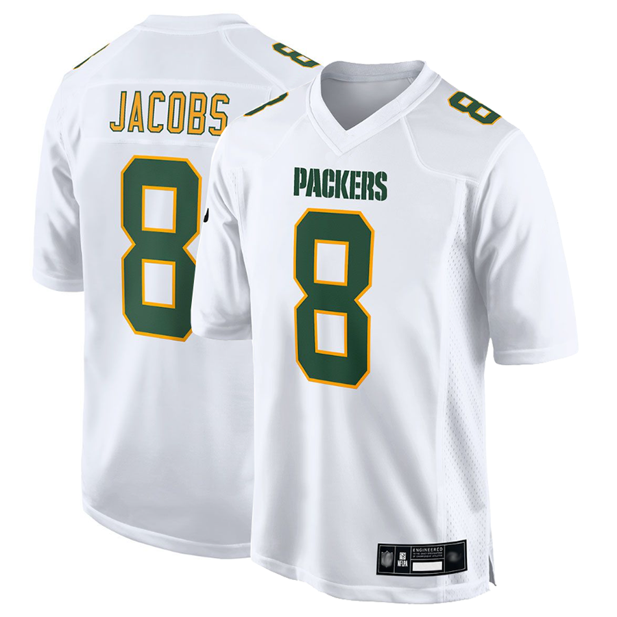 GB.Packers #8 Josh Jacobs Player White Fashion Game Football Jerseys