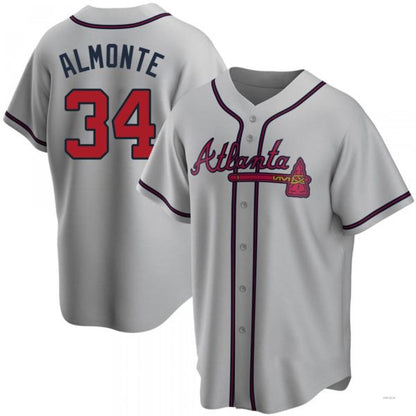 Atlanta Braves #34 Abconem Almonte Gray Road Jersey Stitches Baseball Jerseys