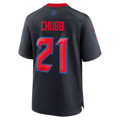 H.Texans #21 Nick Chubb Navy Alternate 2 Game American Football Jersey