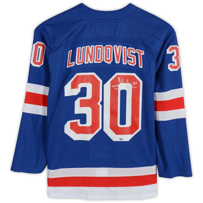 NY.Rangers #30 Henrik Lundqvist  Fanatics Authentic Autographed Jersey Blue Stitched American Hockey Jerseys