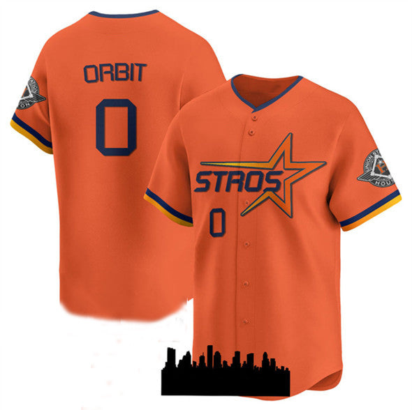 Houston Astros #0 Orbit Orange 2025 City Connect Limited Stitched Baseball Jersey