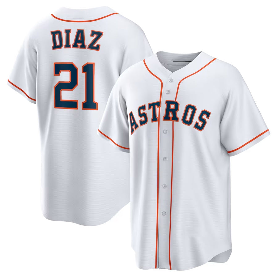 Houston Astros #21 Yainer Diaz Home Replica Jersey - White Stitched Baseball Jersey