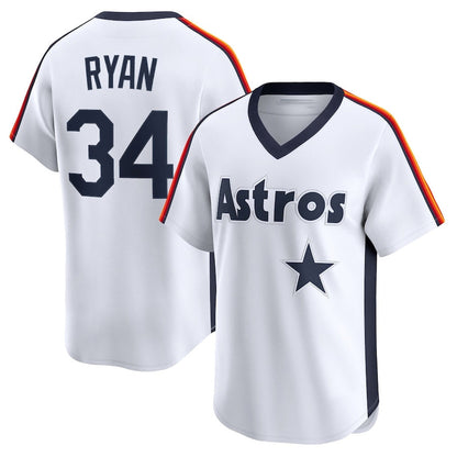 Houston Astros #34 Nolan Ryan Throwback Cooperstown Collection Limited Jersey - White Stitched Baseball Jersey