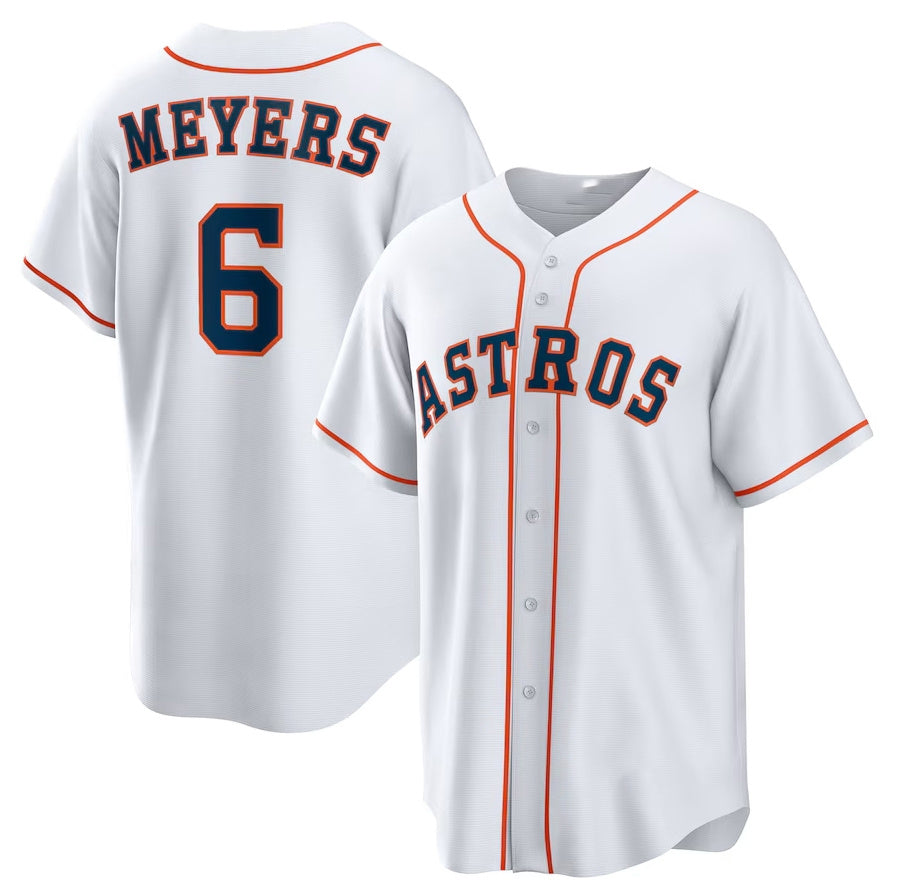 Houston Astros #6 Jake Meyers Home Replica Jersey - White Stitched Baseball Jersey