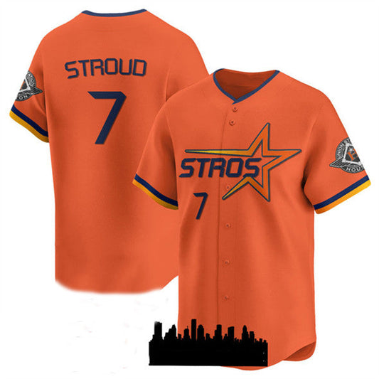 Houston Astros #7 C.J. Stroud Orange 2025 City Connect Limited Stitched Baseball Jersey