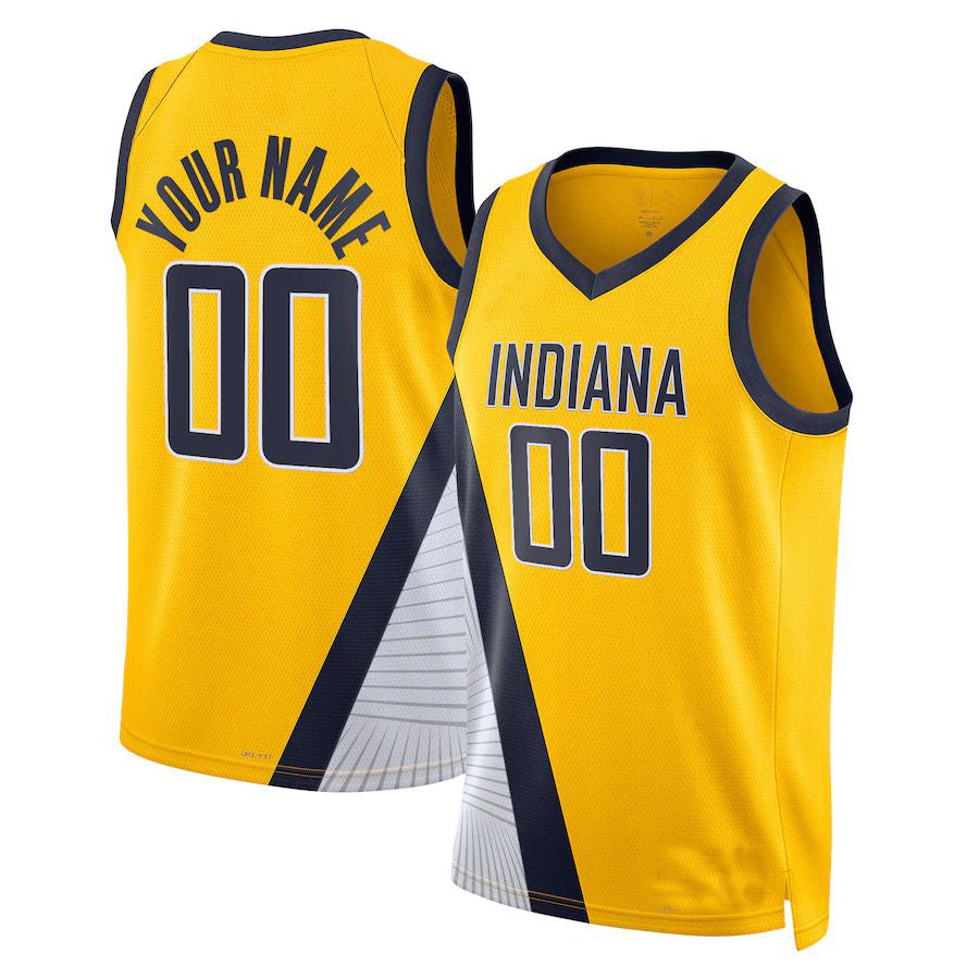 Custom IN.Pacers Jordan Brand Unisex 2022-23 Swingman Jersey Statement Edition Yellow Stitched Basketball Jersey