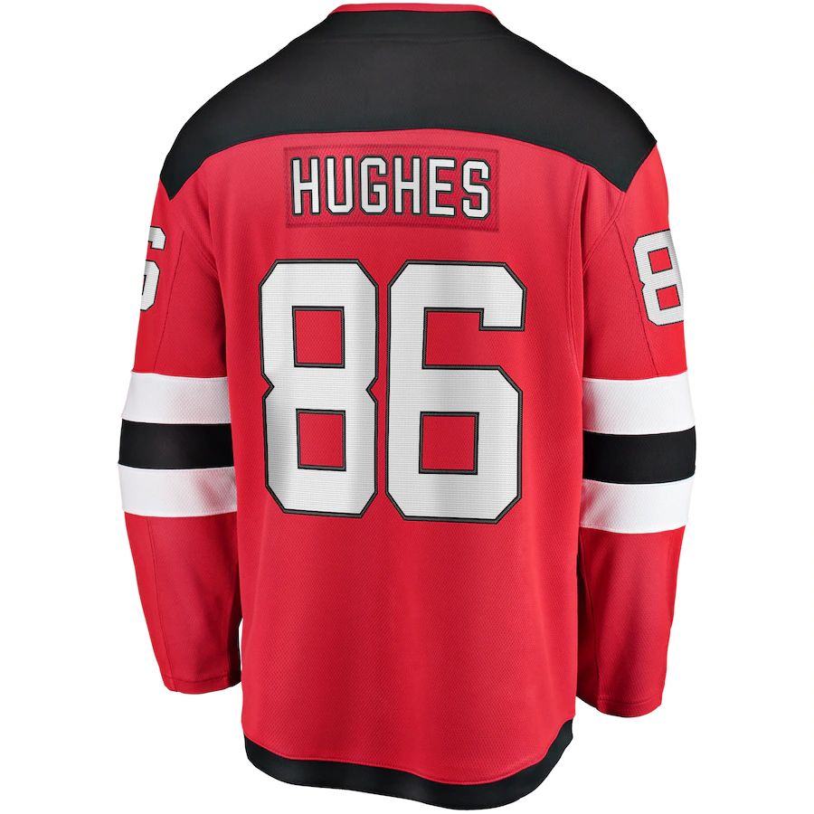 NJ.Devils #86 Jack Hughes Fanatics Branded Home Premier Breakaway Player Jersey  Red Stitched American Hockey Jerseys