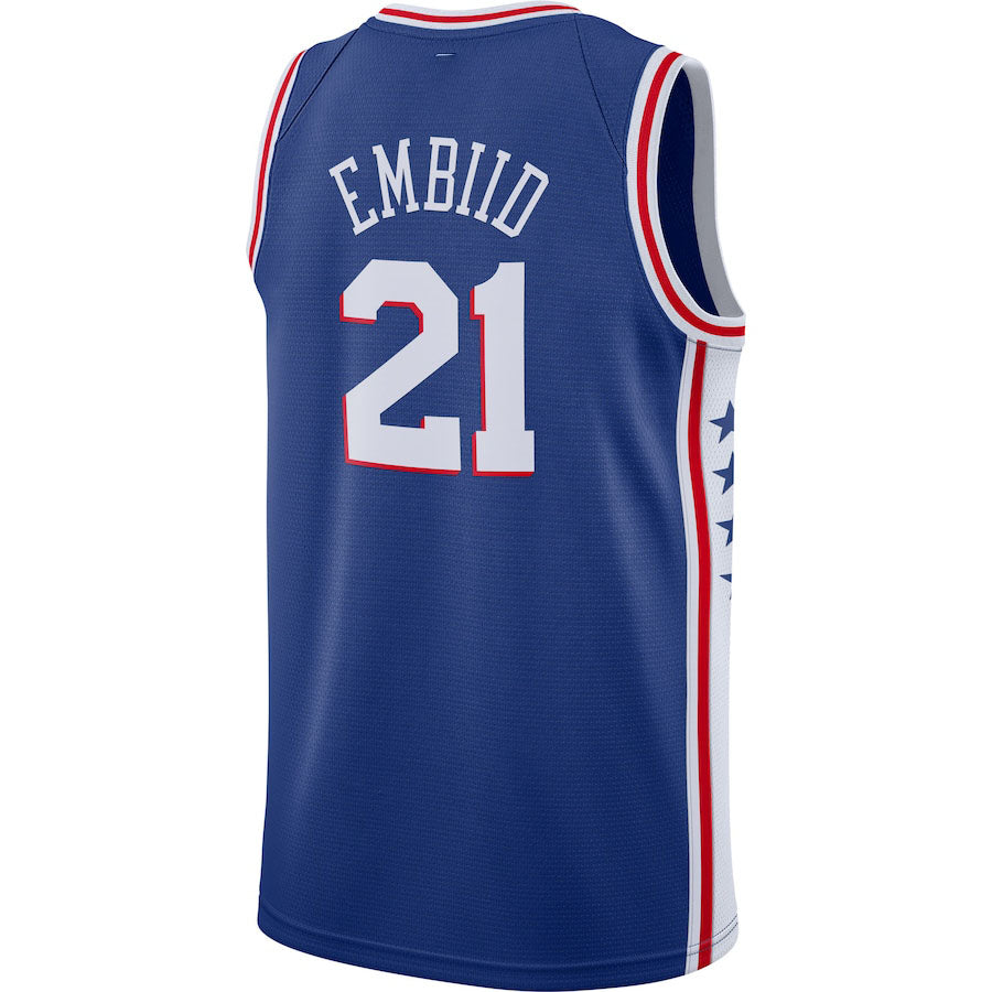 PH.76ers #21 Joel Embiid 2019-2020 Swingman Jersey Royal Icon Edition Stitched American Basketball Jersey