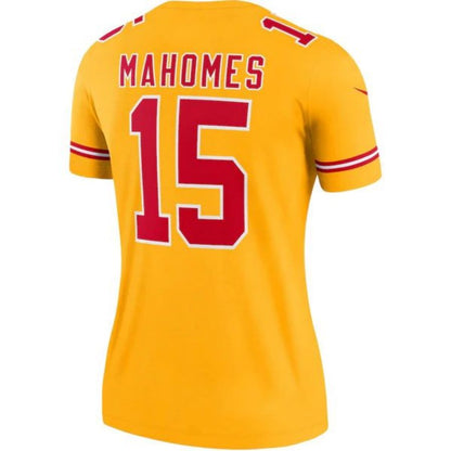 KC.Chiefs #15 Patrick Mahomes Player Gold Inverted Legend Football Jerseys