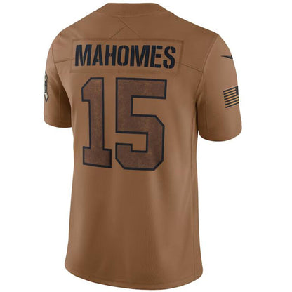 #15 Patrick Mahomes Player KC.Chiefs Brown Salute To Service Limited Football Jerseys