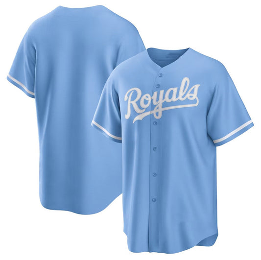 Kansas City Royals Alternate Replica Team Logo Jersey - Light Blue Stitched Baseball Jersey