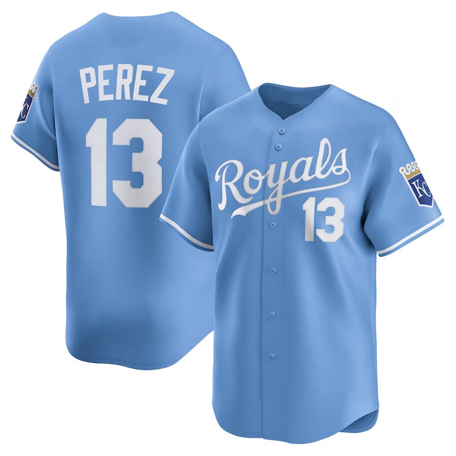 Kansas City Royals #13 Salvador Perez Alternate Limited Player Jersey - Light Blue Stitched Baseball Jersey