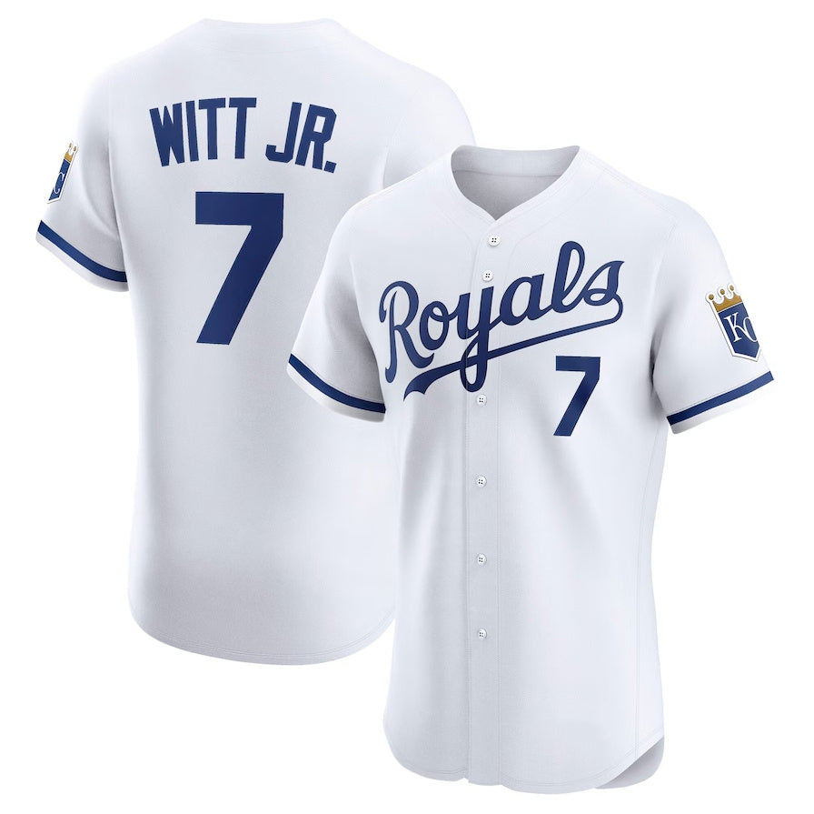 Kansas City Royals #7 Bobby Witt Jr. Home Elite Jersey - White Stitched Baseball Jersey